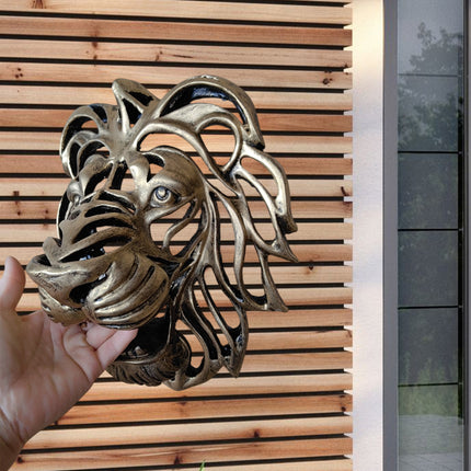 Lion Head Wall Decor Resin Wall Hanging Sculpture Home Living Room Decoration