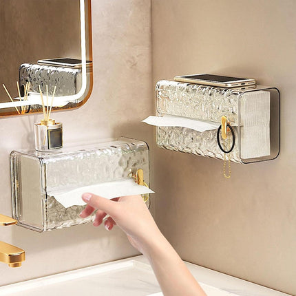 2pcs Wall Mounted Tissue Box Holder Suction Napkin Rack Paper Storage Organizer