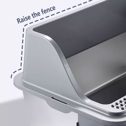 Semi Enclosed Large Stainless Steel Cat Litter Box Durable Easy Clean Cat Toilet