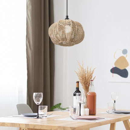 Handwoven Paper Rope Lampshade 23x13.5cm Natural Braided Pendant Light Shade