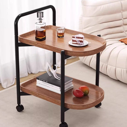 Living Room Sofa Side Table Basic Model Movable Tea Trolley Shelf with Roller