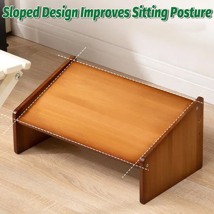 Home Office Bamboo Under Desk Footrest Adjustable Height Wooden Foot Rest Stool
