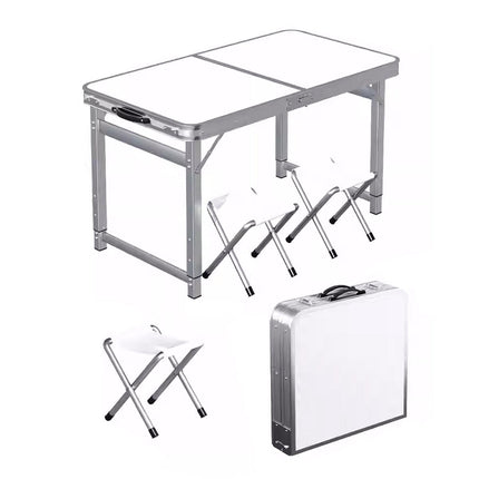 Portable Folding Picnic Camping Set Aluminium Table with 2 Foldable Chairs BBQ