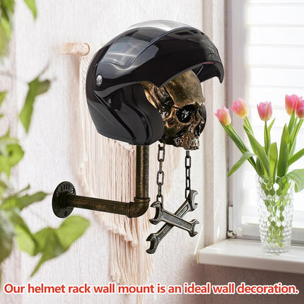 Motorbike Helmet Holder Wall Mount Helmet Rack Helmet Stand Skull Head Holder