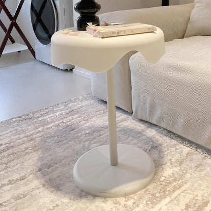 Cream Style Melted Edge Side Table Modern White Coffee Bedside Table Home Decor