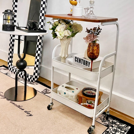 Multi Layer Coffee Table Sturdy Rolling Caster Wheels Versatile Home Storage Use