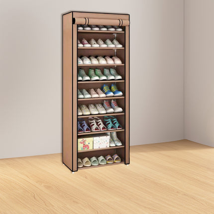 10 Tier Shoe Rack Stainless Steel Frame Non Woven Fabric for Shoe Storage Use
