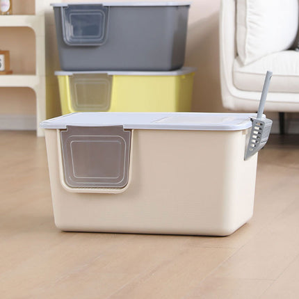 Cat Litter Box Large Semi Milk Coffee Colour Toilet High Sided Odour Control