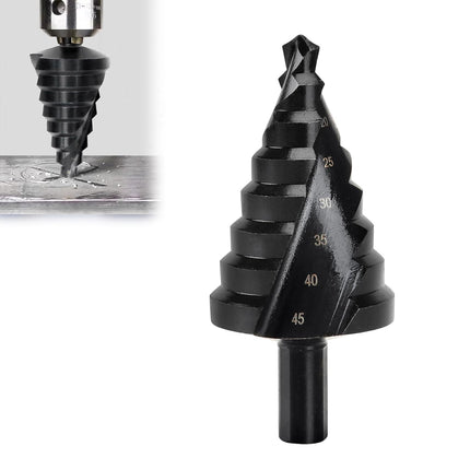 Spiral Nitriding Step Drill Bit Multi Hole Cutter 10-45mm 8 Step Sizes Cutting