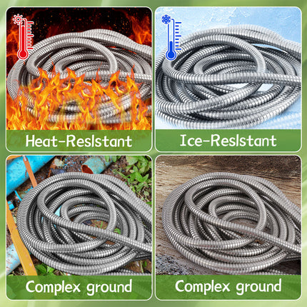 50FT Stainless Steel Garden Water Hose Telescopic Pipe Car Wash Flower Watering