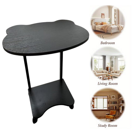 Black Mobile Side Table with Wheels 2-Tier Durable for Living Room Bedroom Use