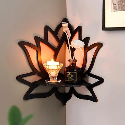 Lotus Shape Wall-Mounted Floating Corner Shelf Home Bookshelves Storage Rack