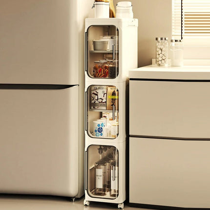 Home Narrow Gap Multi-Layer Storage Cabinet for Kitchen Bathroom Space Saving