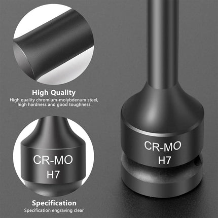 10 Piece Impact Hex Socket Bit Set 1/2 Inch Drive Metric H5 to H19 with Storage Case