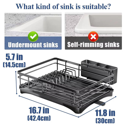 Large Capacity Kitchen Dish Drying Rack Sink Plate Bowl Tableware Storage Shelf