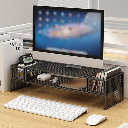 Monitor Laptop Height Riser with Storage Shelf for Home Office Space Saving Use