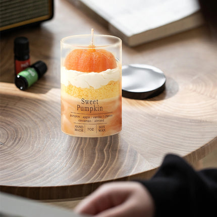 Scented Candle Cup Pumpkin Aroma Gift Jar 120g Orange Home Decoration Candle