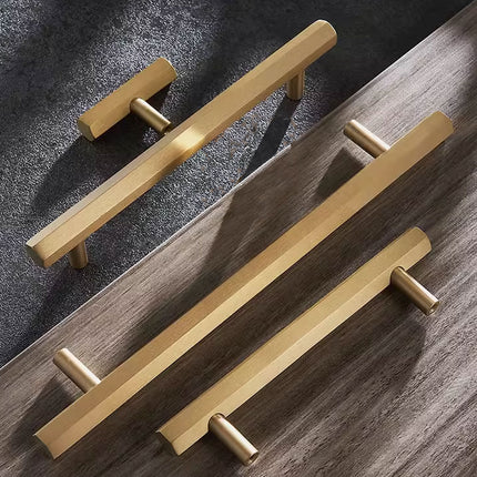 Gold Wardrobe Door Handle Modern Simple Hexagonal Long Pull for Cabinet Drawer