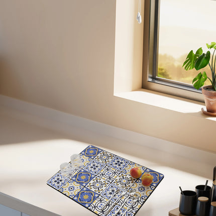 Kitchen Drain Mat Absorbent Polyester Non-Slip Back Tile Pattern