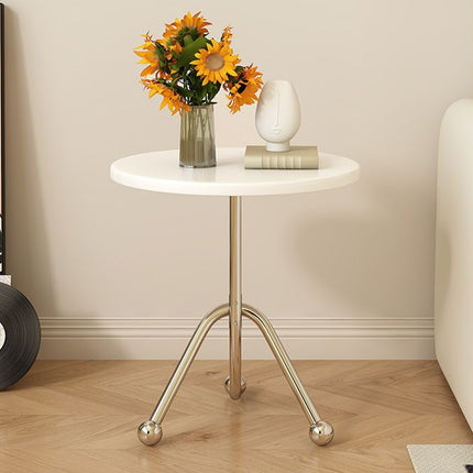 Stainless Steel Living Room Round Side Table Sturdy Construction Space Saving