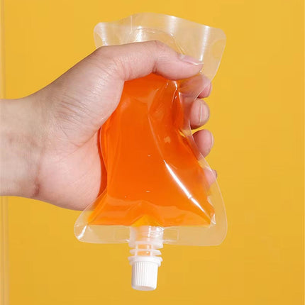 50PCS 250ml Drink Bags Transparent Stand Up Juice Takeaway Nozzle Pouches