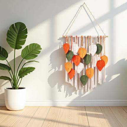 Hand Woven Leaf Tapestry Bohemian Home Decor Wall Hanging Durable Cotton Use