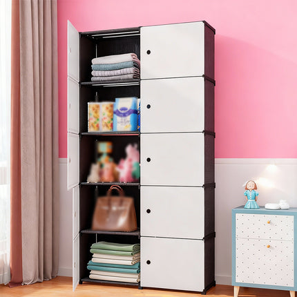 Floor-Standing Storage Cabinet with Magnetic Door Dust Proof for Clothes Shoes