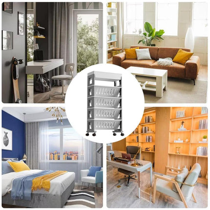 Trolley Deskside Book Storage Bookshelf Removable Floor Shelf for Home Office