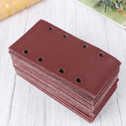 80PCS Rectangular Sanding Sheets 8 Hole Flocked Sandpaper For Polishing Wood