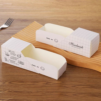 50pcs Sandwich Packing Box Paper Tray for Bread Hamburger Takeaway Food Storage