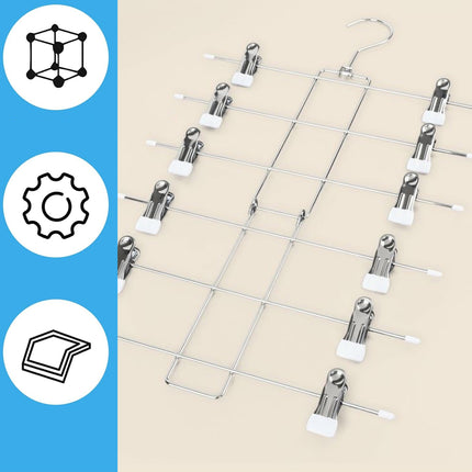 2PCS 6-Tier Pants Hanger Closet Organizer Skirt Hangers with Clips Space Saving