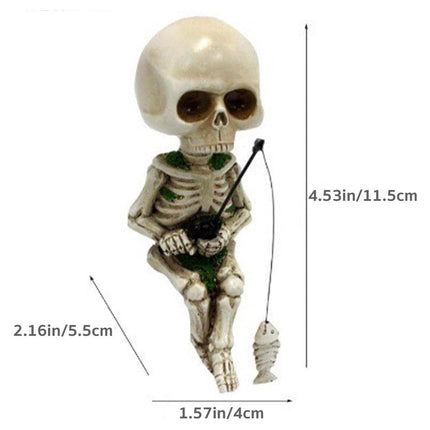 Skeleton Fishing Ornament Decorative Flower Pot Decoration for Home or Garden