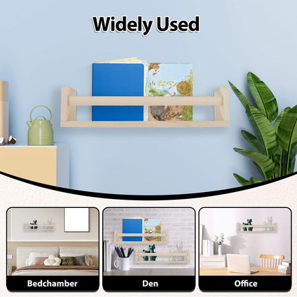 Wall Mounted Wooden Shelf Multi Purpose Home Storage Rack for Kitchen Bathroom