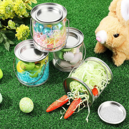 10pcs Cylinder Box with Iron Lid Round Bucket Candy Jar Storage Container