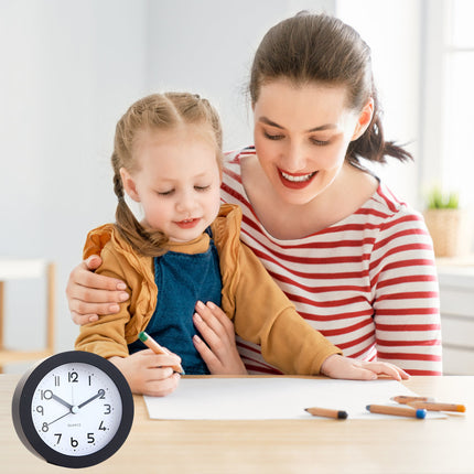 Silent Desktop Small Alarm Clock with Night Light Battery-Powered Durable