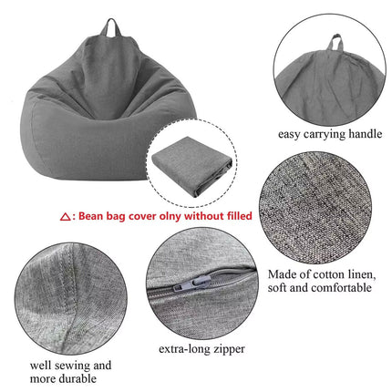 Large Bean Bag Chair Sofa Cover in Grey with Durable Fabric 120×100cm