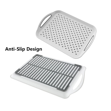 2PCS Rectangular Serving Tray Double Handle Non Slip TPR Kitchen Display Plate