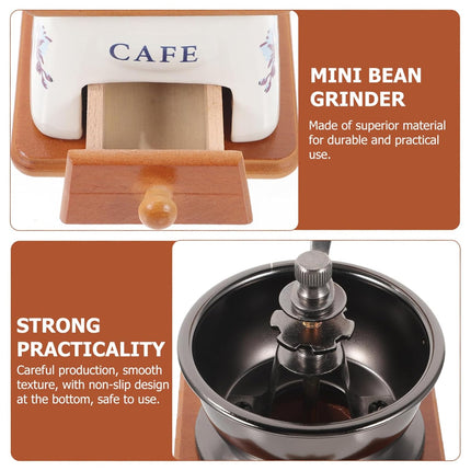 Hand Crank Coffee Grinder Vintage Ceramic Wood Manual Mill 10 x 10 x 16cm