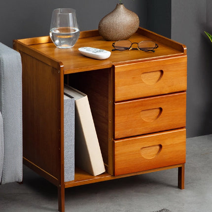Bamboo Bedside Table with Drawer Sturdy Storage Organizer for Home Bedroom Use