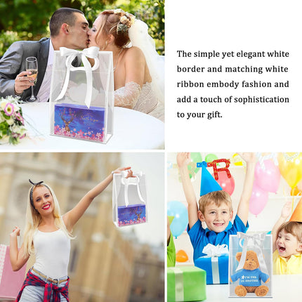 Reusable Frosted Plastic Gift Bags with Handle for Gifts Flowers 20 Pack