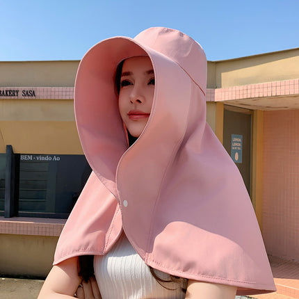 Women Summer Sun Protection Hat Large Brim Face Cover Shawl UV Protection Cap