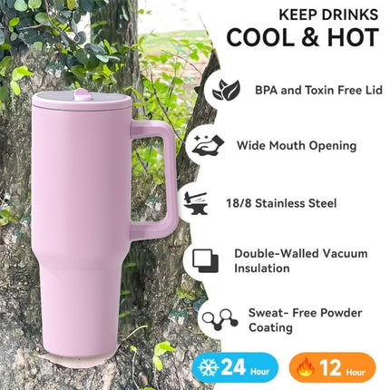 Travel Tumbler 40oz Stainless Steel Insulated Mug with Lid Handle for Drinks