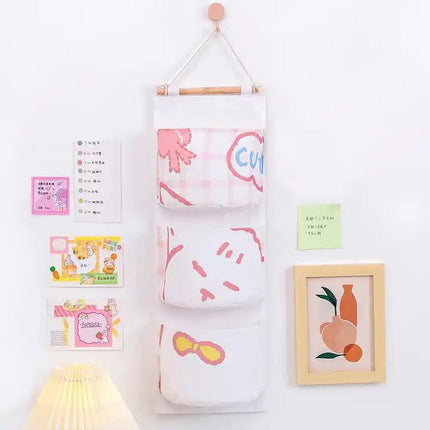 Bear Rabbit Sundry Storage Bag 3 Pockets Door Wall Hanging Organizer Pouch AU - Aimall