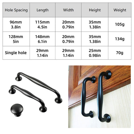 Vintage Black Drawer Handle European Cabinet Door Pull Closet Shoe Cabinet Knob