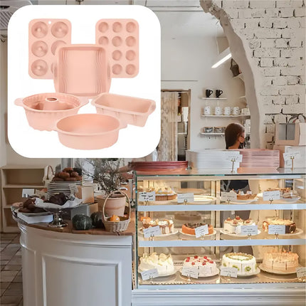 6PCS Silicone Cake Mould Set Baking Pans Nonstick Cupcake Cookie Tools Reusable