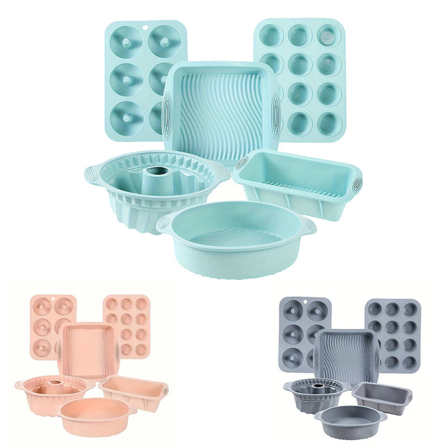 6PCS Silicone Cake Mould Set Baking Pans Nonstick Cupcake Cookie Tools Reusable