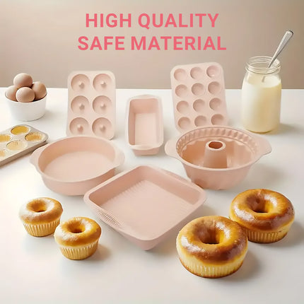 6PCS Silicone Cake Mould Set Baking Pans Nonstick Cupcake Cookie Tools Reusable