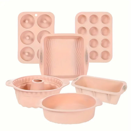 6PCS Silicone Cake Mould Set Baking Pans Nonstick Cupcake Cookie Tools Reusable