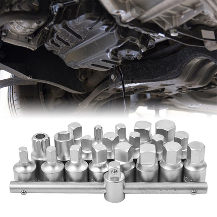 23PCS Oil Pan Wrench Socket Set T-bar Removal Kit for Car Truck Engine Repair