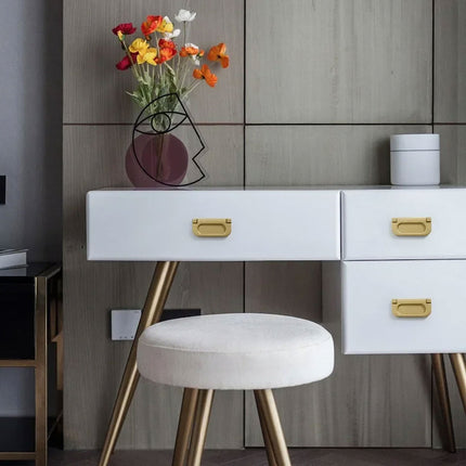 Flat Handle Ring Drawer Cabinet Pull Gold Furniture Door Handle Modern Style